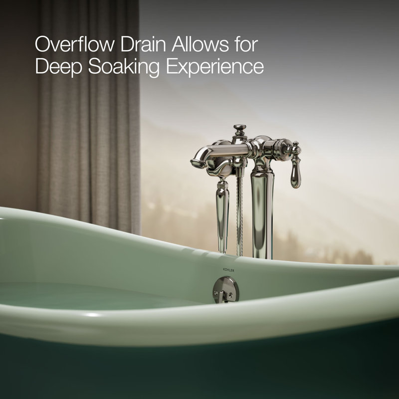 Artifacts 66-1/8 In. X 32-1/2 In. Freestanding Bath, Teal/Gray