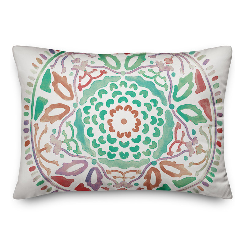 Housse et insert de coussin d'extérieur Juan, Sarcelle, Floral 4