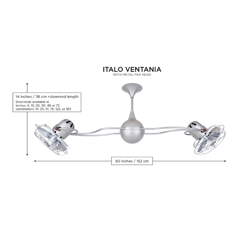 Italo Ventania Downrod Ceiling Fan, Brushed Brass