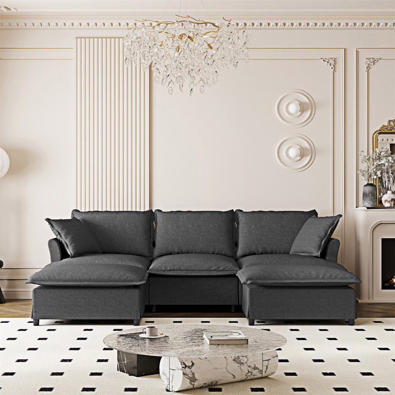 Canapé modulaire rembourré avec repose-pieds