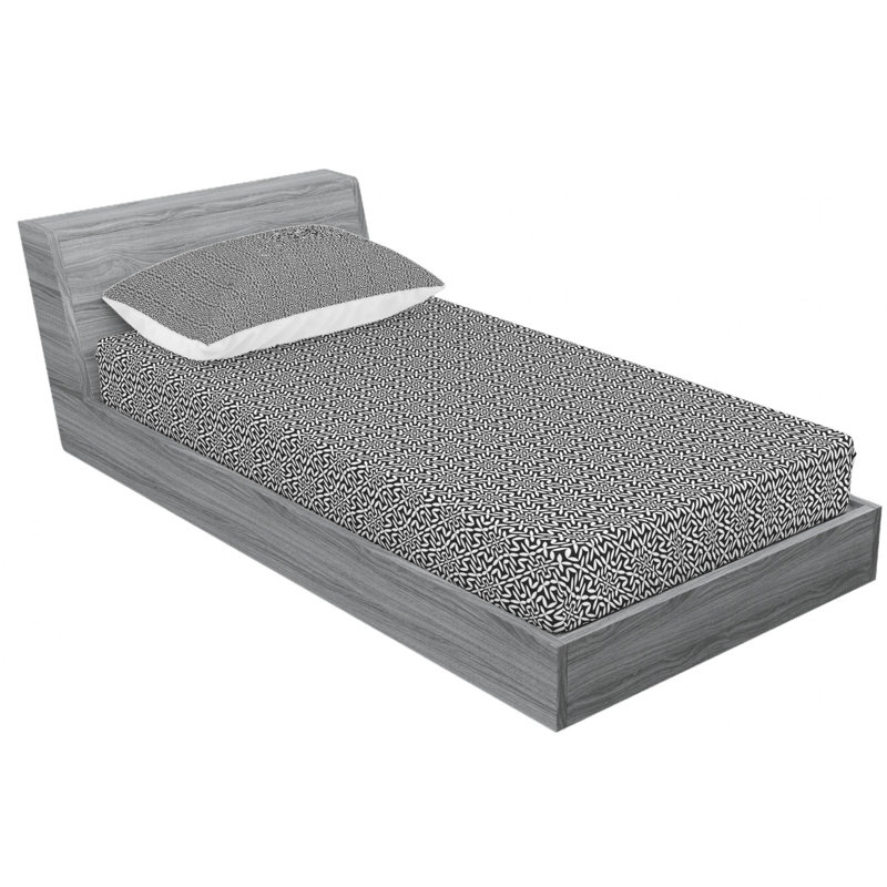 Microfiber Patterned Fitted Sheet, Twin Fitted Sheet with 1 Pillowcase