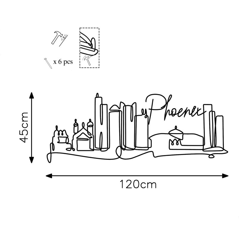 Decorative Metal Wall Accessory, Black Finish, 47.2 x 17.7 x 0.6 inches | 100% Metal, Thickness: 0.08 inches | Lightweight (1.7 lbs) | Perfect for Modern Home Decor & Stylish Spaces, Durable and Elegant Design