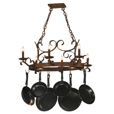 Support à casseroles 6 lumières handforged oval fabriqué main