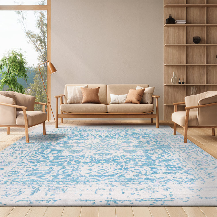 Tapis bleu sarcelle / ivoire Christa