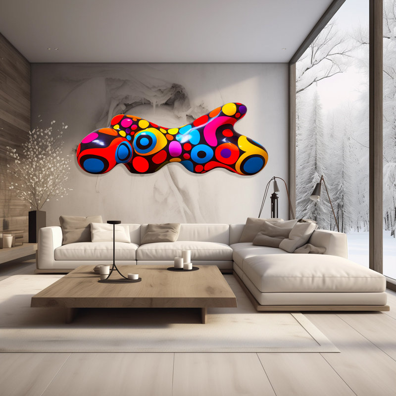 Printed Acrylic Artworks Handmade Wall Decor on Resin, 30" H x 83" W x 1.25" D