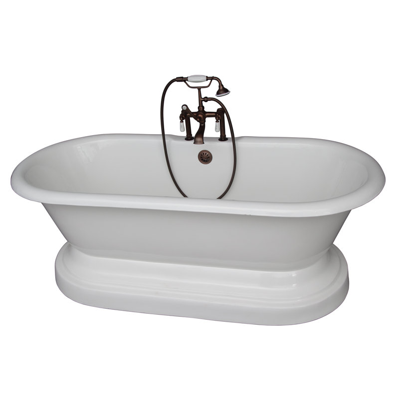 66'' x 31.13'' Soaking Cast Iron Bathtub with Faucet, Oil Rubbed Bronze
