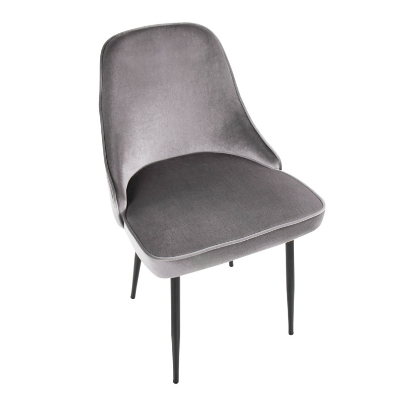 Stanca 20'' H Velvet Upholstered Side Chair, Silver, Black