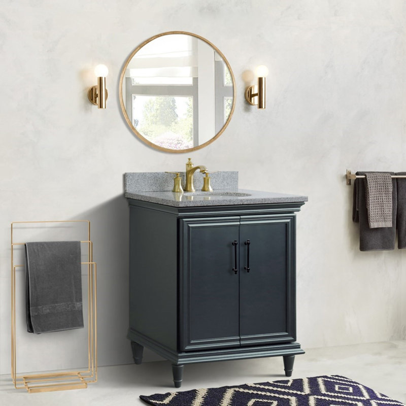 Meuble-lavabo simple et lavabo ovale, 31", Gris