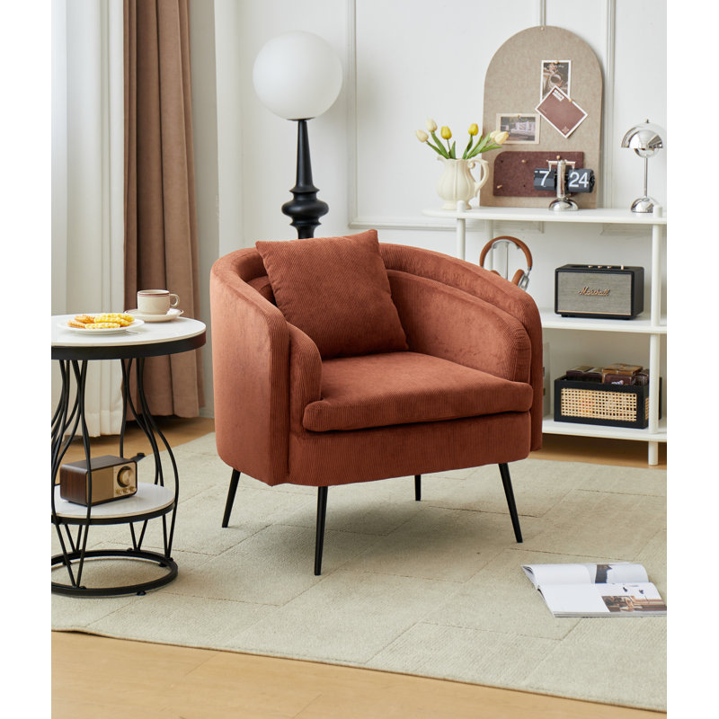 Chaise longue en métal Drayton, Velours côtelé rouge