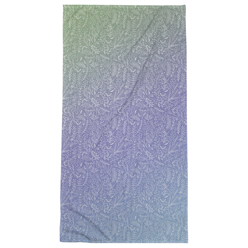 Serviette de bain florale ditsy classique, Vert / Indigo