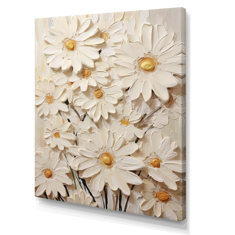 " White Daisy Fields Elegance III ", Wrapped Canvas, 32" H x 24" W x 1" D