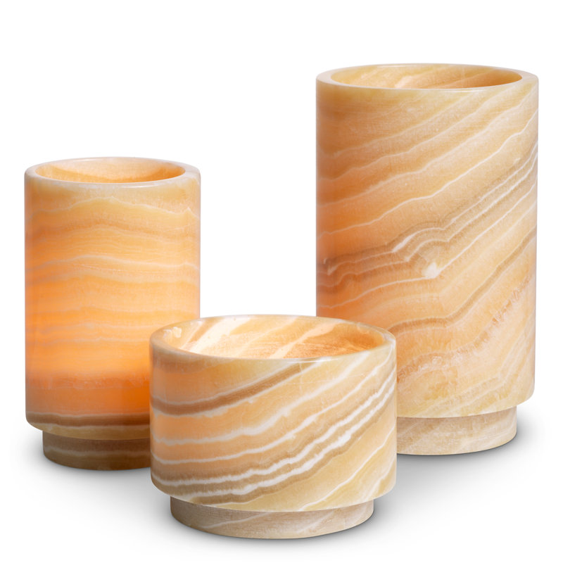 Tealight Holder Leonidas Yellow Onyx Set Of 3