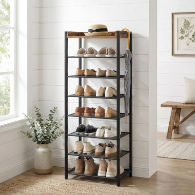 8‑Tier Metal Shoe Rack, 14‑16‑Pair Space‑Saving Shoe Organizer for Closet, Entryway