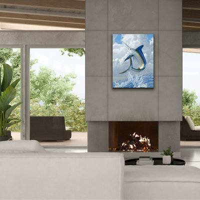 Marlin blanc sur toile par Mark Mueller, reproduction d'art animalier