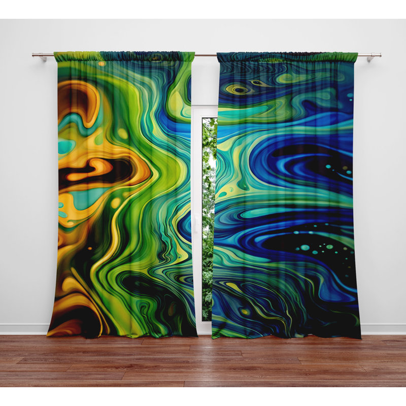 Paire de rideaux semi-transparents en polyester Seemonsh, L 20 po x L 61 po