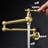Gold Brass Pot Filler Faucet Wall Mount With Arm Advantageous Function, Double Handles For Fine Water Flow Control, Corrosion Surface Protection System, Serene And Aerator Design, Optimal Regulation,-1404200315