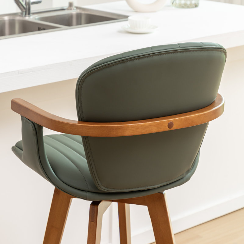 Tabourets de bar pivotants 360 ° avec pieds en bambou Colliers (ensemble de 3), Vert