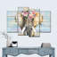 «African Elephant Elephant Floral Crown», reproduction sur toile 4 pièces par Daisy A-93059478