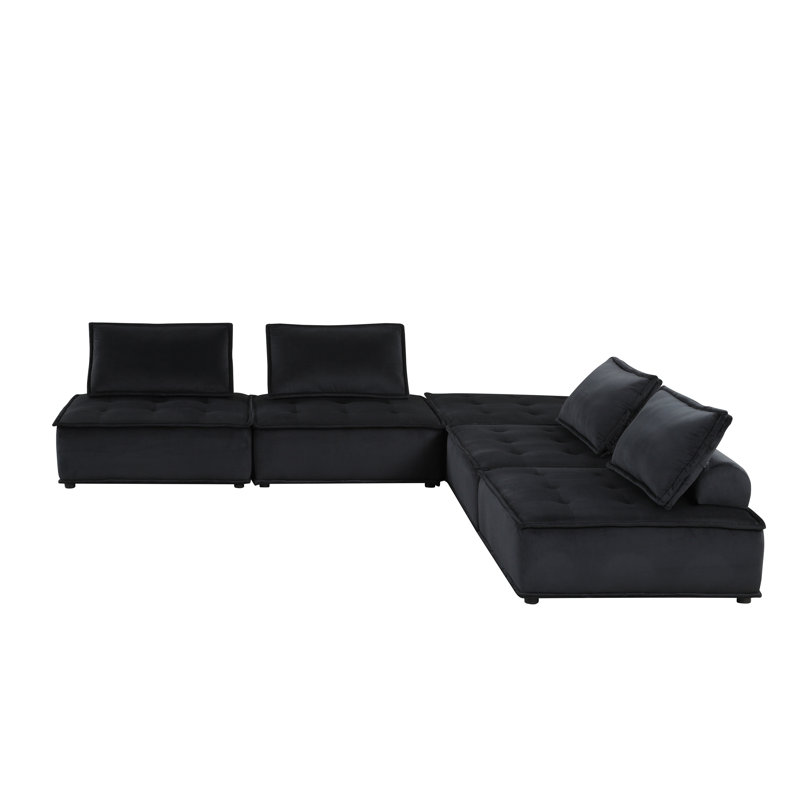 Canapé modulaire en velours noir 5 pièces Anna