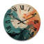 Swirling Marriage Of Electric Amber And Blue I - Abstract Spirals Oversized Wood Wall Clock-1695375250
