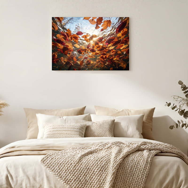 Art mural sur toile Gallery Wrap pour le salon, la chambre à coucher, le bureau ou le vestibule - Décoration murale décorative avec feuilles d'automne