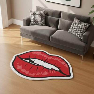 Pop Art Kiss Shaped Accent Rug
