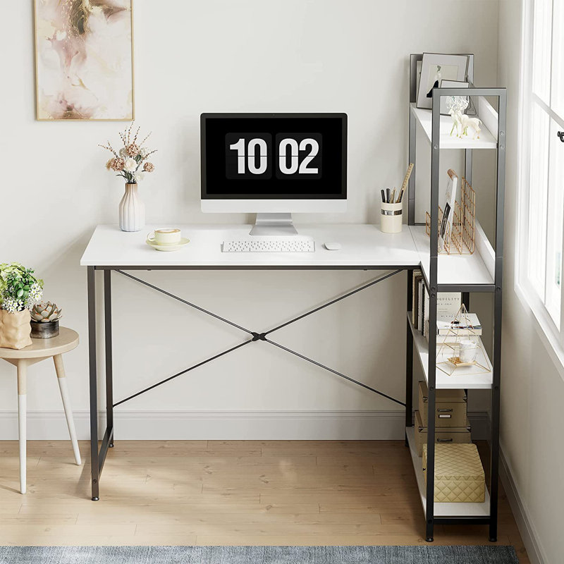 Bureau d'écriture en L Rickard, H 50,4 po x l 47,2 po x P 19,7 po, Blanc