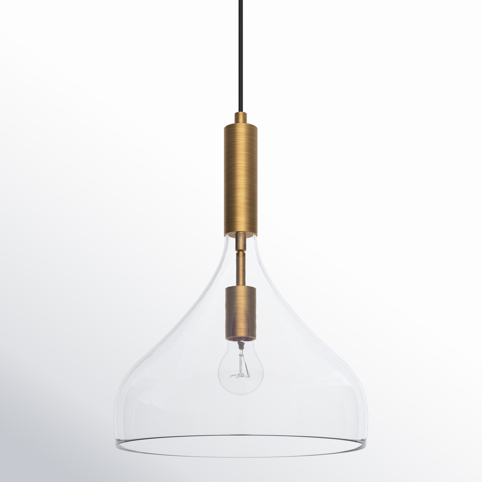 Rayden Single Light Glass Steel Pendant, Aged Gold