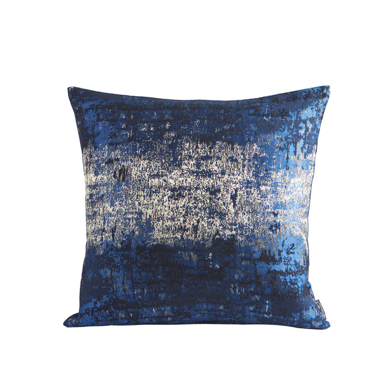 Navy and Gold Jacquard Velvet 20" Throw Pillow Cover
