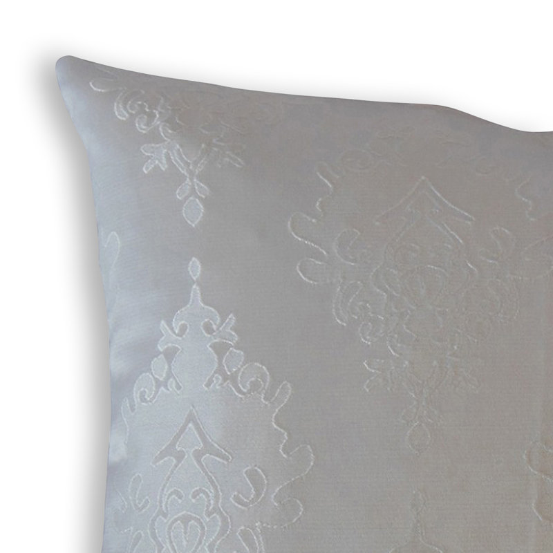 Oreiller en damas Harding, 18 po x 18 po, Coussin décoratif, Gris foncé