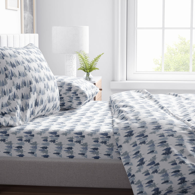 Ensemble de draps Blue Trees, Ensemble de draps pour lit simple + 1 drap + 1 tai