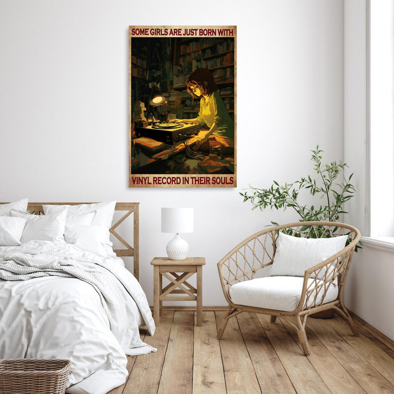 Mahkel Just Born With Vinyle - 1 pièce, reproduction d'art graphique sur toile tendue, L 11 po x H 14 po
