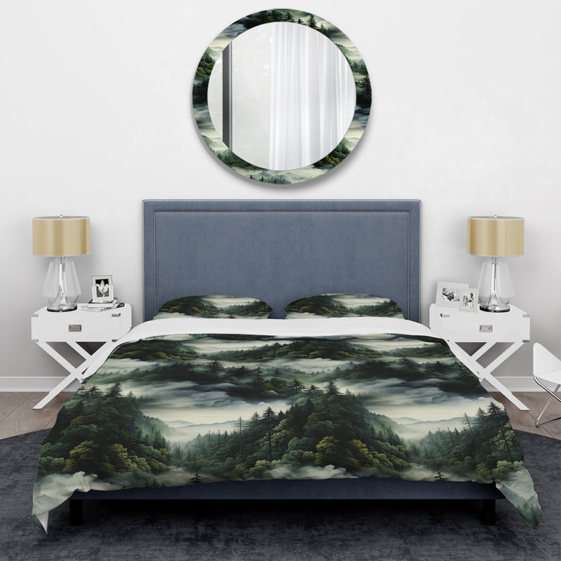 Ensemble de housse de couette Misty Forest Moody, Housse de couette simple + 1 taie décorative stan