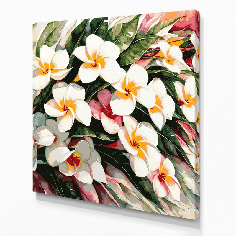 Toile hawaïenne plumeria beige, H 8 po x l 8 po
