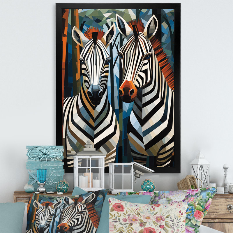 Motif zébré noir et blanc dynamique I, H 32 po x l 24 po x P 1 po, Noir