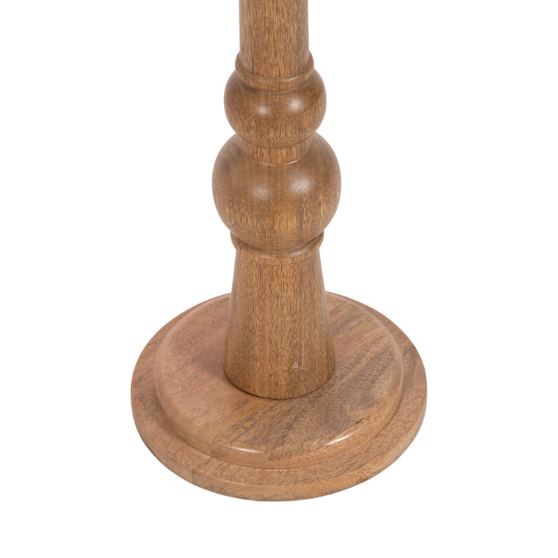 Table de bout à piédestal en bois massif Anike, Naturel
