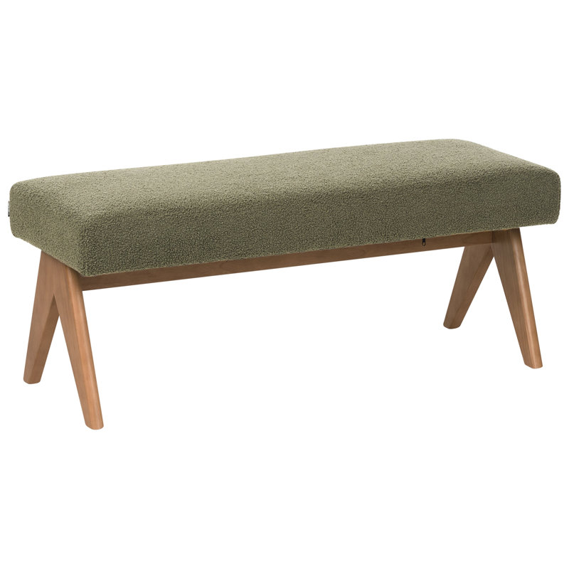 Bench Drumheller Boucle, Green, Light Yellow Wood