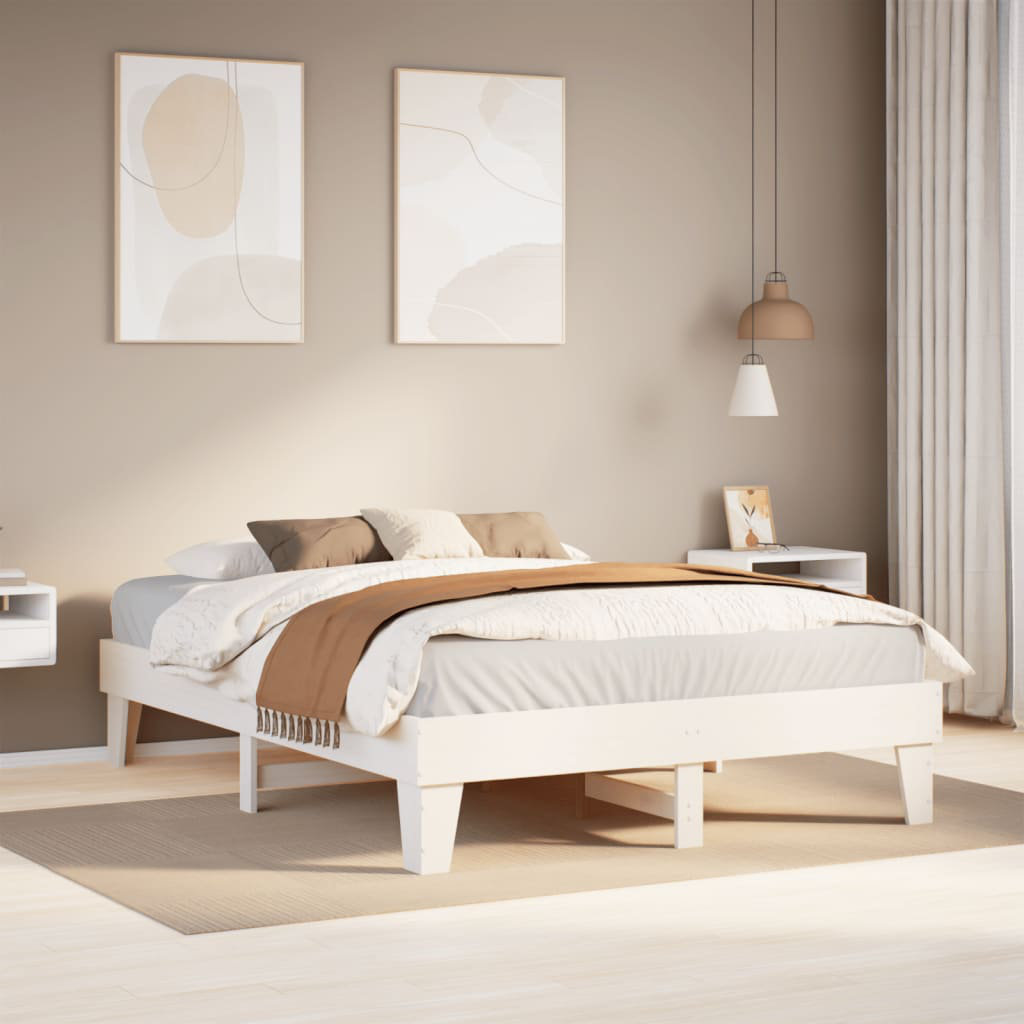 Vidaxl Bed Frame Without Mattress White 100X200 Cm Solid Wood Pine