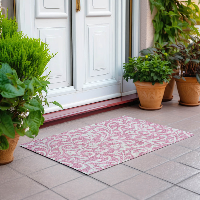 Malek Washable Floral Indoor / Outdoor Rug, Rectangle 1'8" x 2'6"