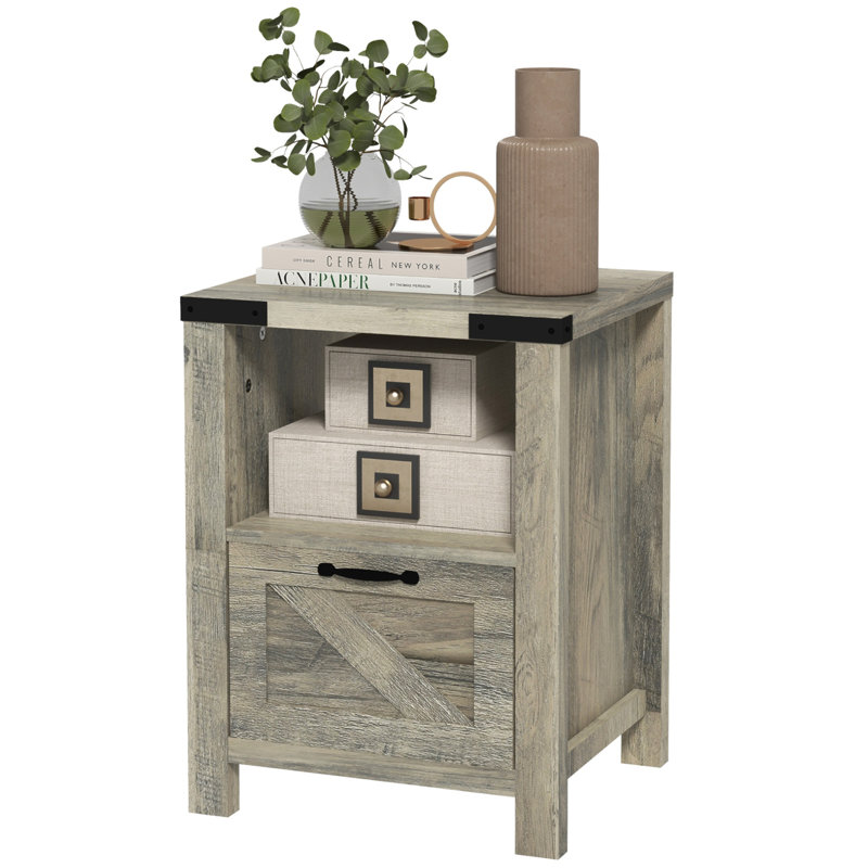 Table de bout avec rangement Christchurch, Chêne gris, Chêne gris