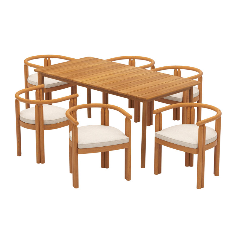 Ensemble de salle à manger d'extérieur pour terrasse 7 pièces Cove
