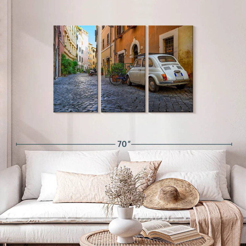 Rue pavée Sireci à Rome, H 28 po x l 45 po
