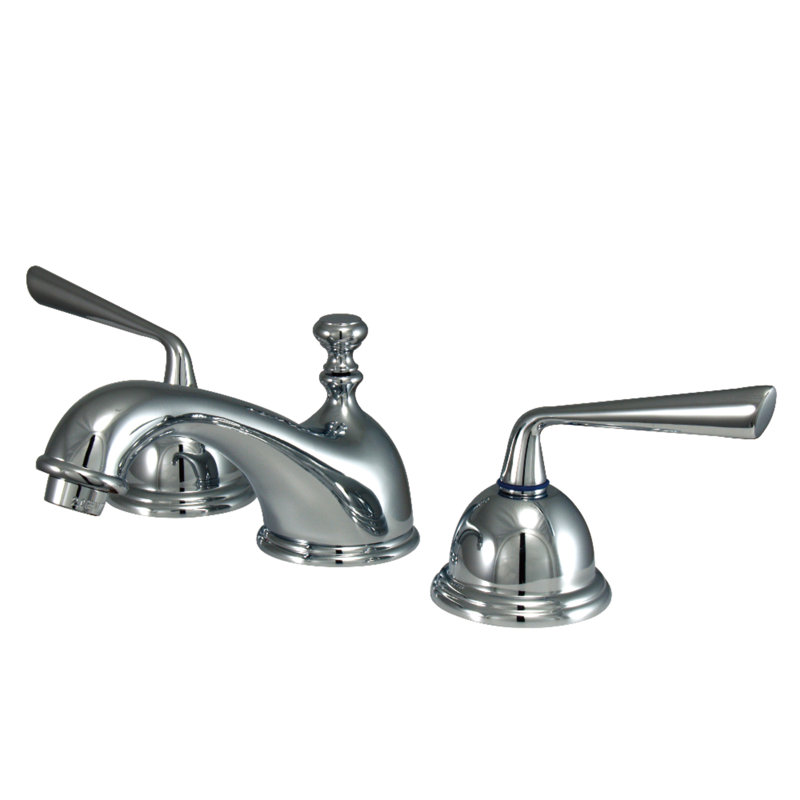Kingston Brass Silver Sage Two-Handle 3-Hole Deck Mount Widespread Bathroom Faucet with Brass Pop-Up Drain, Polished Chrome