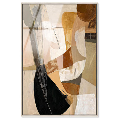 Art mural en verre acrylique à haute brillance Tactile Profondeur II, ton bohème terre par Art Remedy, cadre argenté, 30 x 45