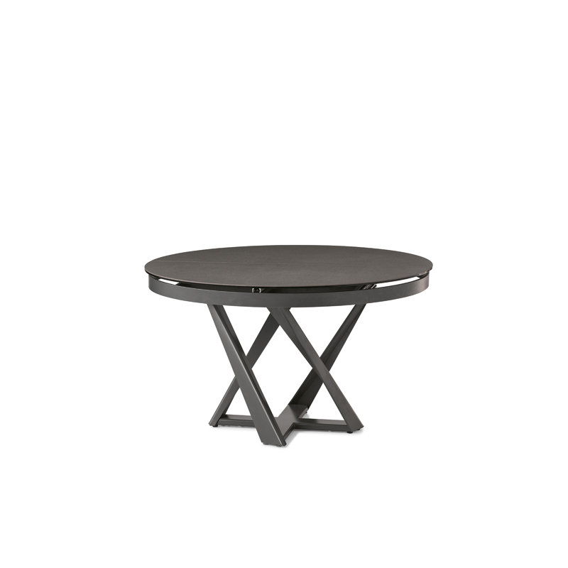 Keithley Round Metal Base Dining Table, Graphite, Graphite