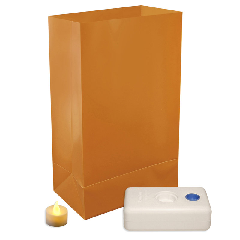 Battery-Operated LED Luminaria Kit - Tan (12ct), Yellow