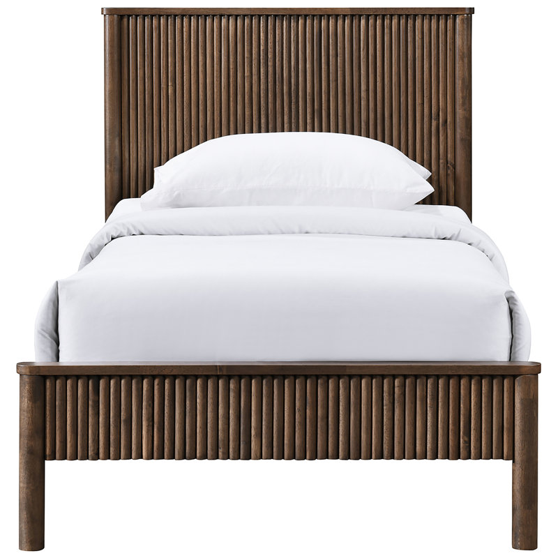 Lit en bois massif Amadi, Simple, Noyer