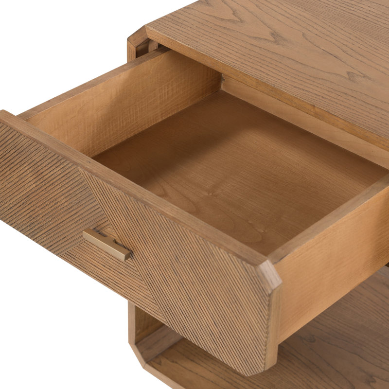 Caspian Nightstand-Black Ash Veneer, Natural Ash