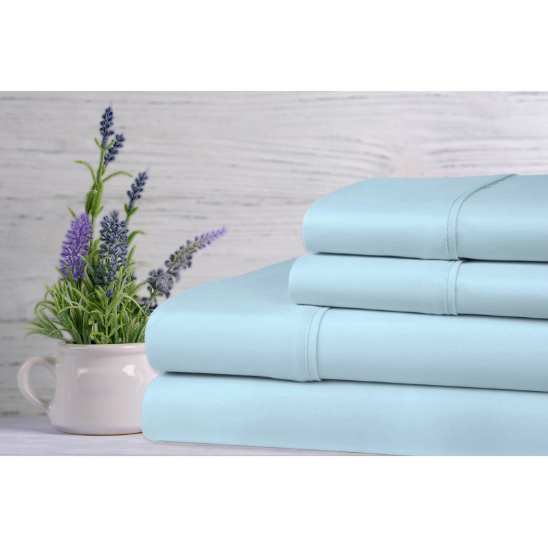 Rayon Sheet Set, Aqua, Queen Sheet Set + Fitted Sheet + 2 Pillowcases