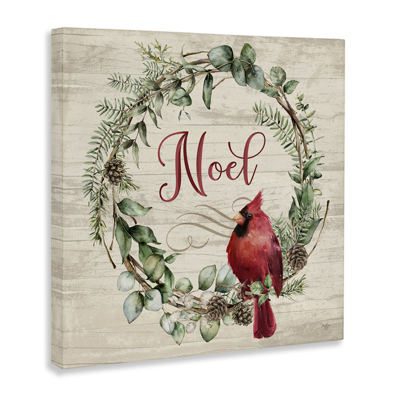 Couronne de Noël avec toile cardinal, design par Mollie B., H 17 po x l 17 po